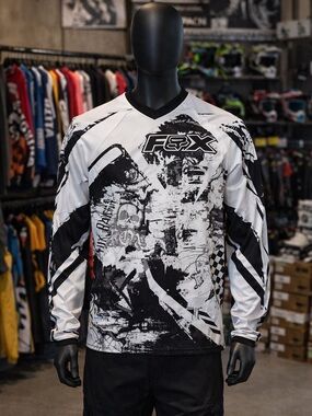 Fox Black and White Graphic Motocross Jersey